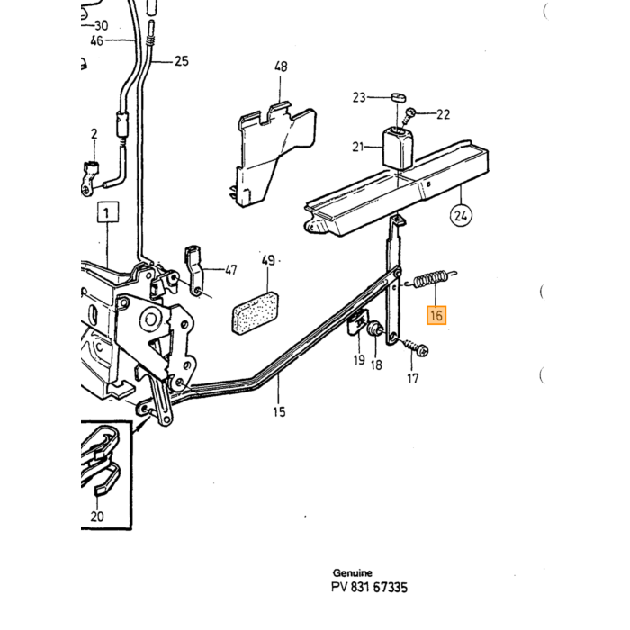 Volvo bagklap gasfjeder 940 960 sedan Volvo varenr. 3529925