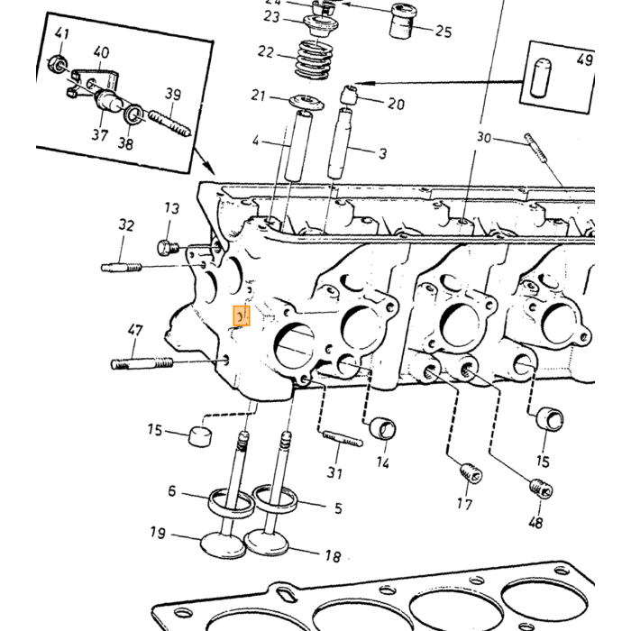 Volvo Ventilføring udstødning B200 B230E B230F type 13,5 mm Volvo varenummer 3547603