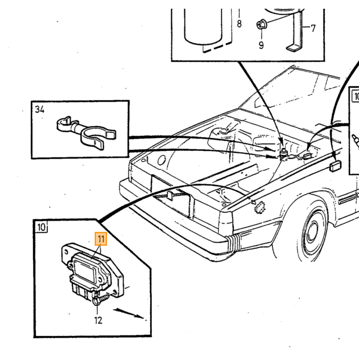 Volvo Svinghjulsføler - Ø-punktsføler Volvo 850 900 C70 (-2005) S70 V70 (-2000) S90 V90 (-1998) V70 XC (-2000) Volvo varenummer 3547699