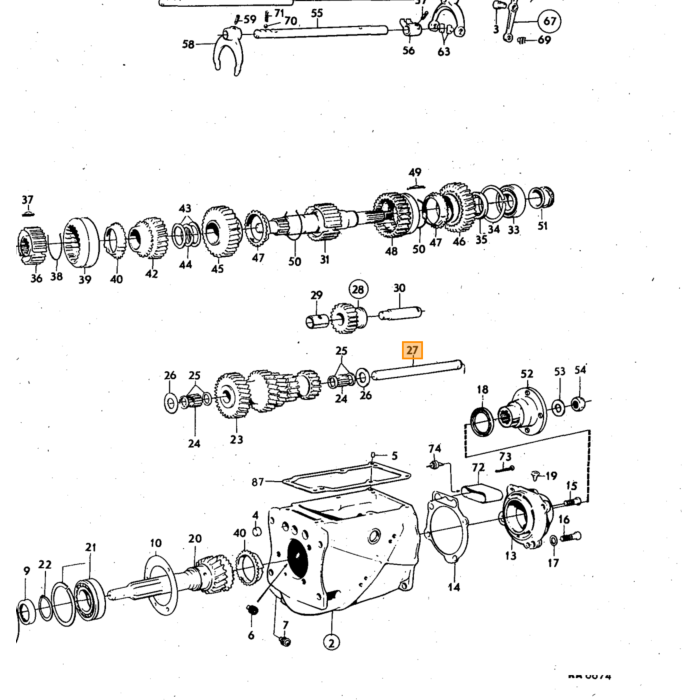 Volvo Gearkasse hjælpeaksel til tårnakselgear M40+M41 16,75mmx220 140 145 164 Amazon 121 Amazon 122 S Amazon 220 C202 C303 P1800 P1800 EP 1800 ES P 210 Duett PV444 P445 DUETT PV544 Volvo varenummer 380157