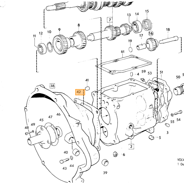Volvo Gearkasse Koblings-Kasse Pakning M400+M410 1800+164 Volvo varenummer 381051