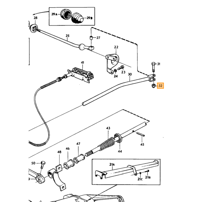 Volvo gummibøsning BW35+BW55+BW+AW71 gearstang 240 amazon 140 940 740 960 automatgear Volvo varenummer 381704