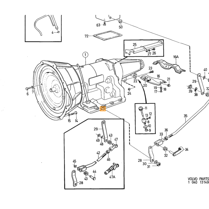 Volvo Nylonplast automatgear BW35+BW55 140+164+240 indv 12mm udv 15mm Volvo varenummer 381710