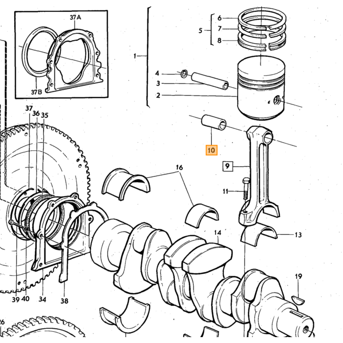 Volvo Leje stempelstift B18+B20+B30 22mm -1973 140 145 164 Amazon 121 Amazon 122 S Amazon 220 C202 C303 P1800 P1800 EP 1800 ES P 210 Duett PV544 PR. STK. Volvo varenummer 418295