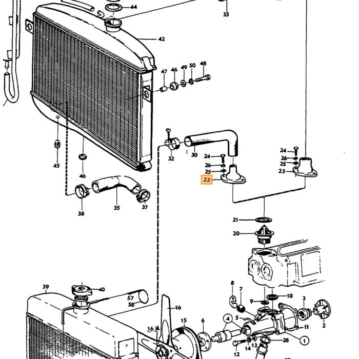 Volvo Termostathus B18 PV544+Duett+Amazon+P1800+140 til 27mm slange Volvo varenummer 418325