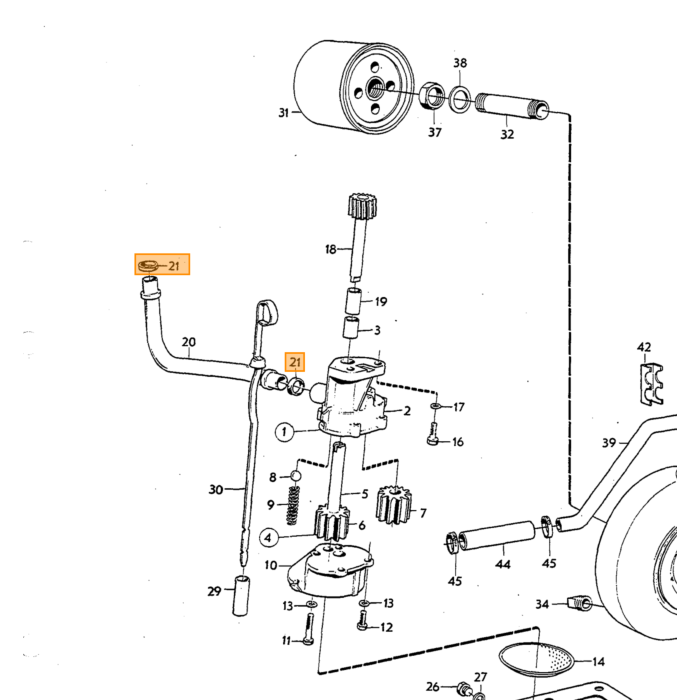 Volvo gummiringsoliepumpe B18 + B20 + B30 + B19 + B21 + B23 + B230 Volvo varenummer 418360
