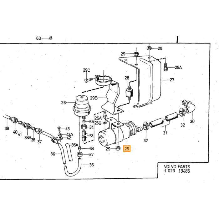 Volvo Benzinpumpe Brændstofpumpe 140 164 B20E/F B30E + 260-1979 B21 B27 + B28 240-1981 inkl. monteringssæt (udskiftning) (møtrik kræves 1272389) Volvo varenummer 460821