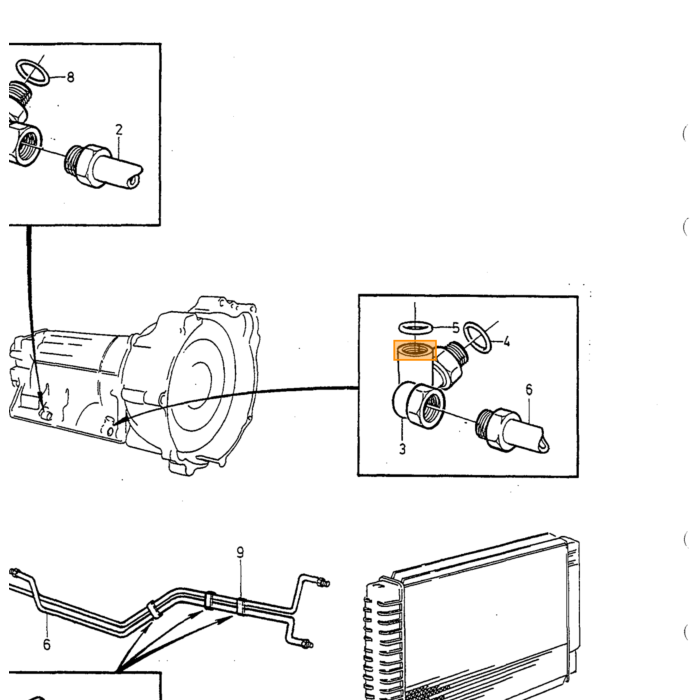 Volvo klemme oliekøler automatisk B280 B200 B28 B230 240 740 760 Volvo varenummer 462996