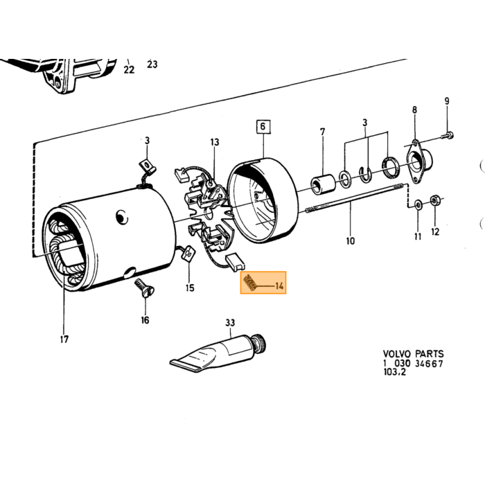 Volvo Startermotor 240+260 740 940 diesel D24+D24T type BOSCH 1257325 1257938 1257939 1328391 1328391 1328392 3544627 001 362 069 BYTTE Volvo varenummer 5003708
