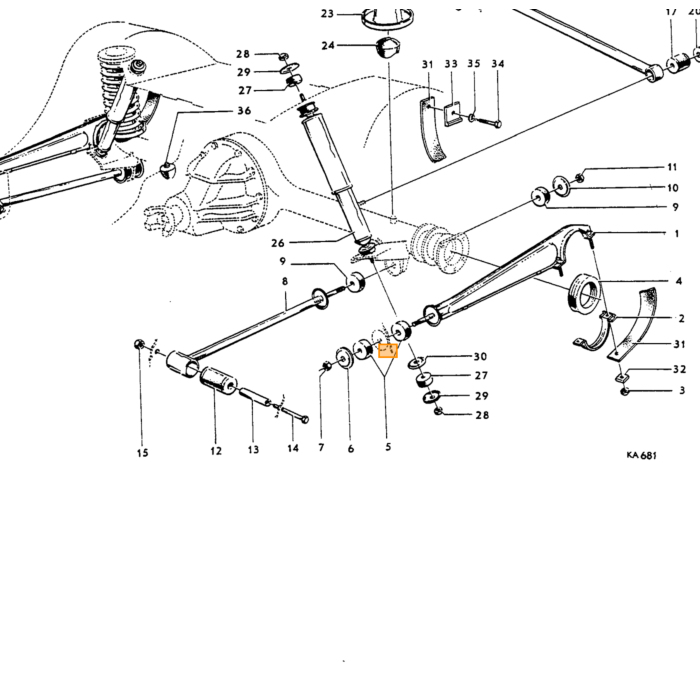 Volvo Gummi bagaksel Amazon type ENV (rundt om akslen) 63,5 mm i diameter Volvo varenummer 653460