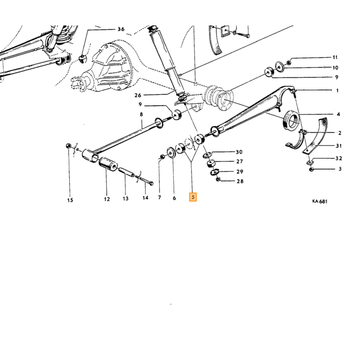 Volvo Silentbloc gummi bagaksel flad reaktionsarm -1967 (2 stk. nødvendige pr. side) 653442 653443 Volvo varenummer 653461