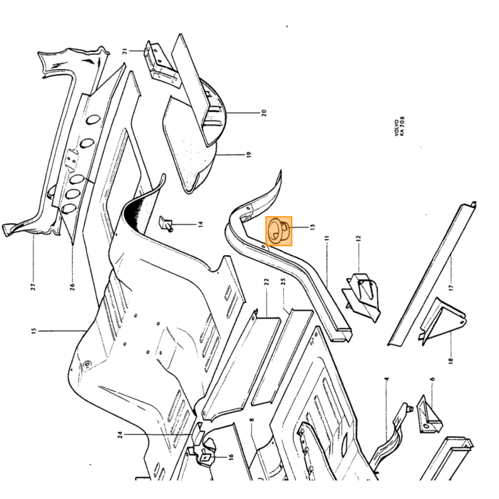Volvo Karosseri Amazon-support til håndbremse Volvo varenummer 653580