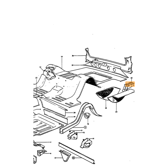 Volvo Metalplade Amazon+P1800 bagerste tværbjælke (653596) (902080) venstre Volvo varenummer 653596
