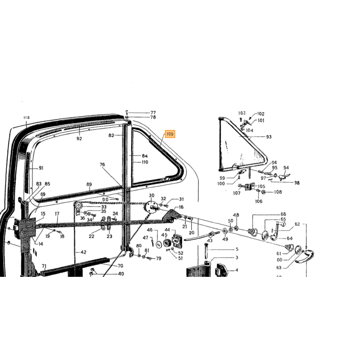 Volvo Gummiventilationsrude PV444+PV544 1951-1966 venstre Volvo varenummer 656030