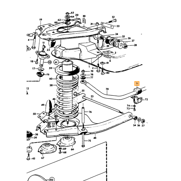 Volvo Gummi til beslag stabilisatorstang forreste Amazon+P1800 2 stk. skal bruges 653393 Volvo varenummer 657839