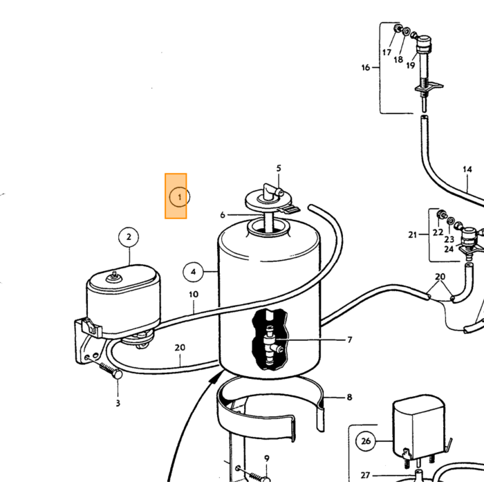 Volvo Holder til sprinklervæskebeholder rund 666977 PV544+Duett+Amazon Volvo varenummer 659809
