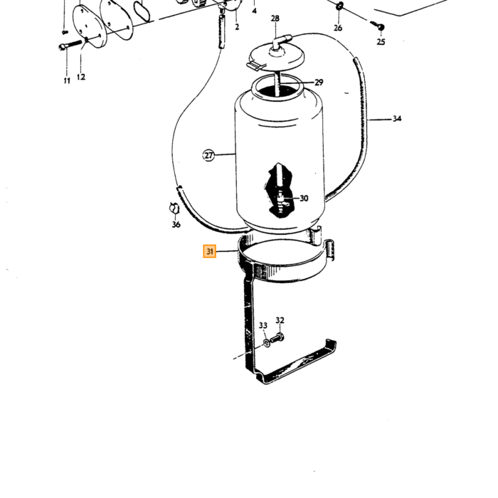 Volvo Holder til sprinklervæskebeholder rund 666977 PV544+Duett+Amazon Volvo varenummer 659809