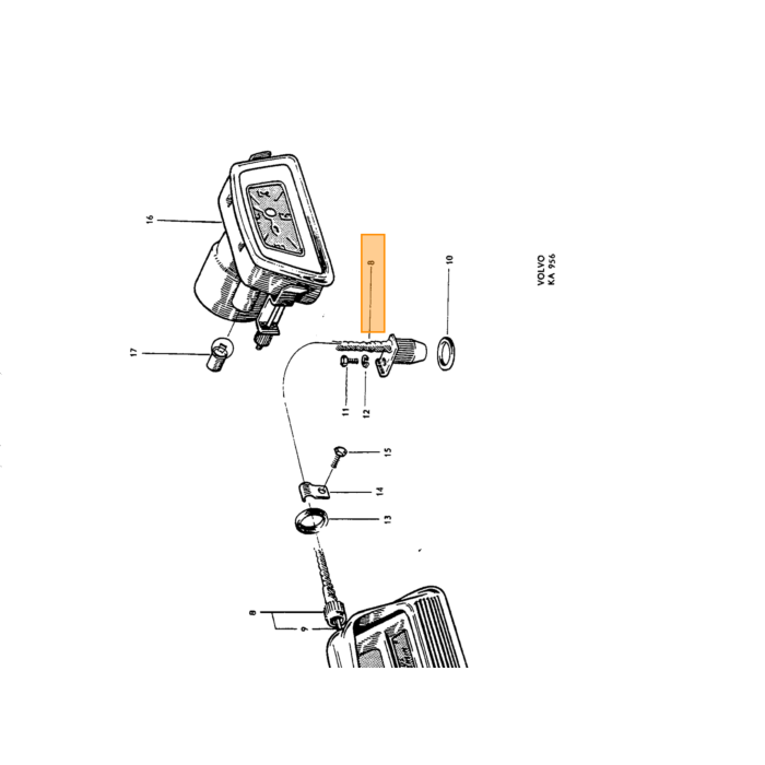 Volvo Speedometerkabel B16 M4 kasse PV544 + Amazon 161 cm 11 mm diam tilslutning km kabel (med bøsning til gear) Volvo varenummer 660840