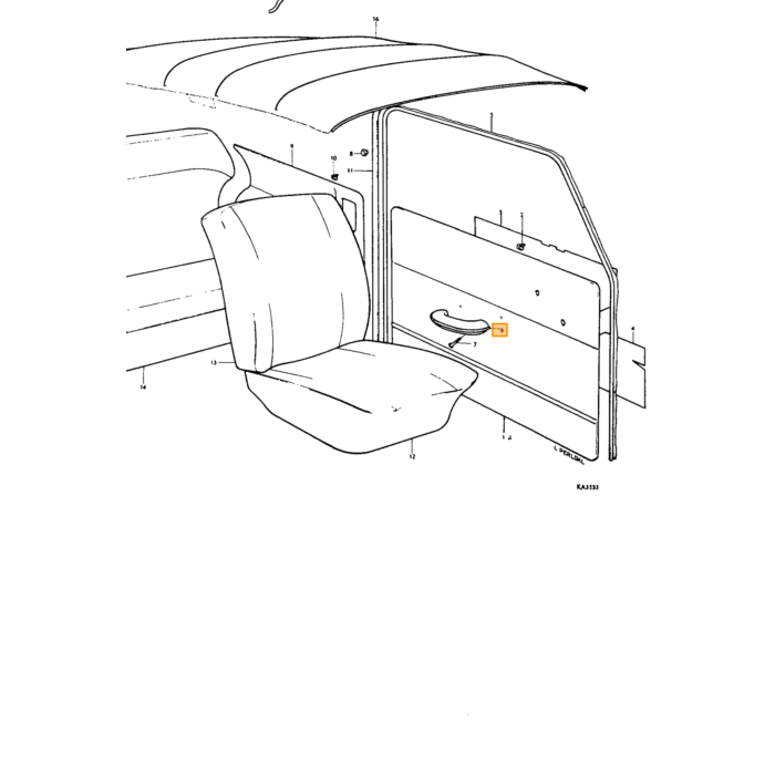 Volvo dørhåndtag indvendigt PV544 PV444 amazon 45 544 P210 1200 220 120 130 Volvo varenummer 662336