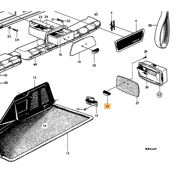 Volvo Beklædningsliste Amazon kombi-220 tag bagdel Volvo varenummer 662657