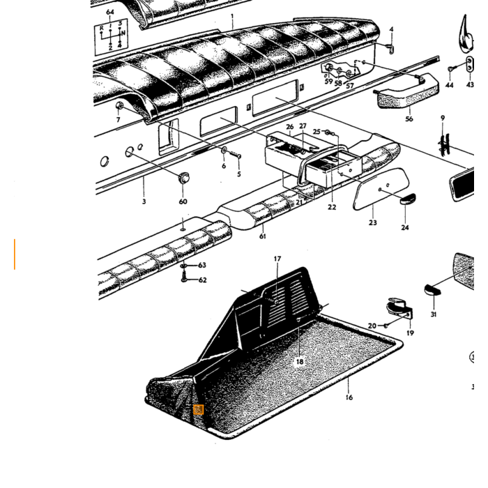 Volvo handskerum opbevaringsrum Amazon reservedel instrumentbræt Volvo varenummer 662674