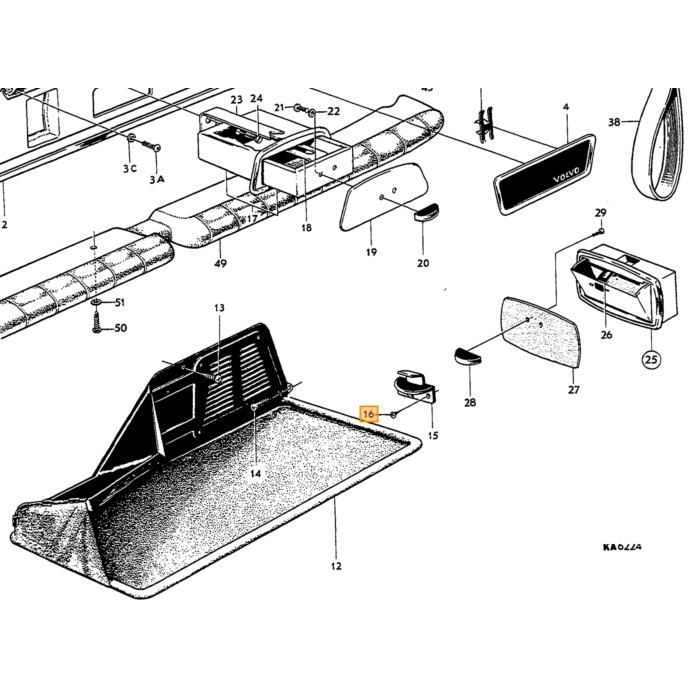 Volvo bagrude bagagerum Amazon E godkendt klar Volvo varenummer 662686