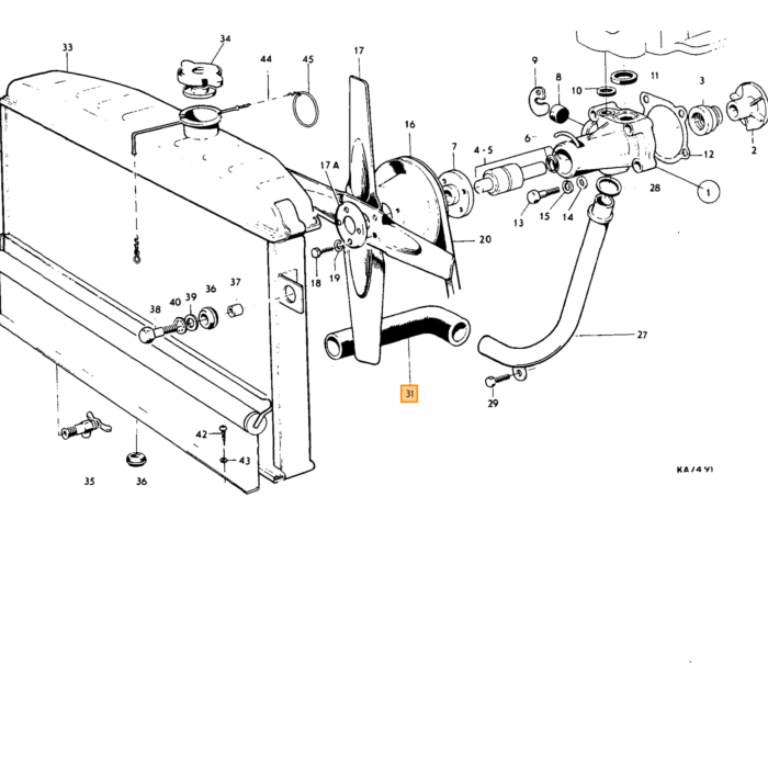 Volvo Kølerslange PV555+Duett+Amazon B18 -1966 over eller under åbent system 273189 653374 653574 660096 663030 663031 89684 Volvo varenummer 663031