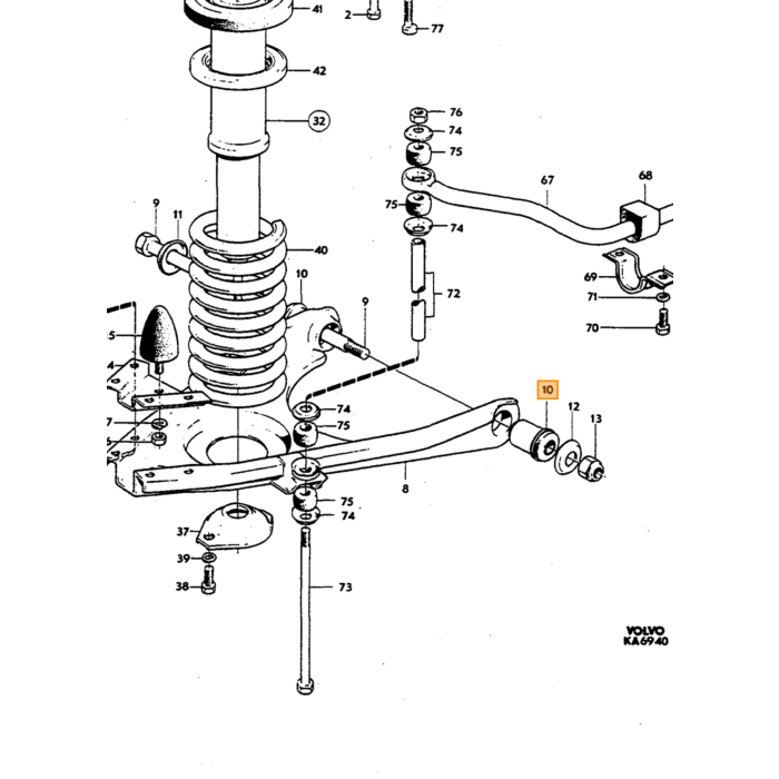 Volvo Silentbloc foraksel bærearm nederste Amazon + 140 -1969 P1800 alle Volvo varenummer 663675