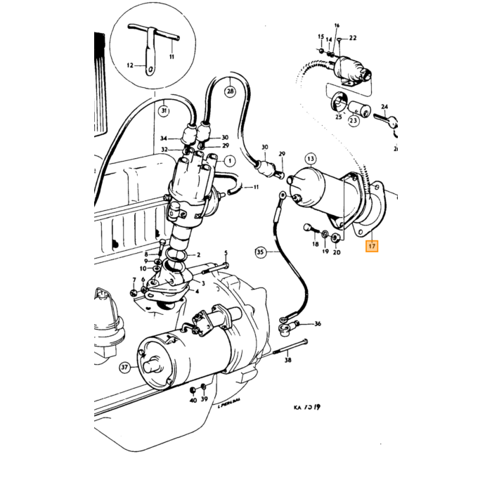 Volvo Gummipakning spole mellem spole og skot PV544+Duett+Amazon 2-huls Volvo varenummer 666214