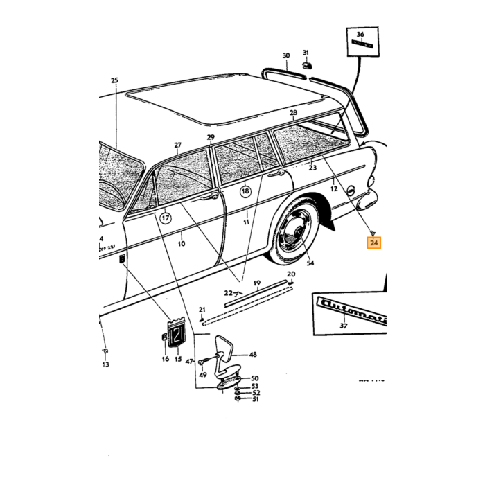 Volvo Bumper rozet Amazon kombi achter gepolijst RVS Volvo onderdeel nr 666265S