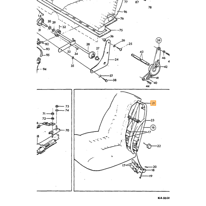Volvo Clamp elastisk sikkerhedssele P1800 7-5 cm 14 stk. nødvendige krog Volvo varenummer 669933