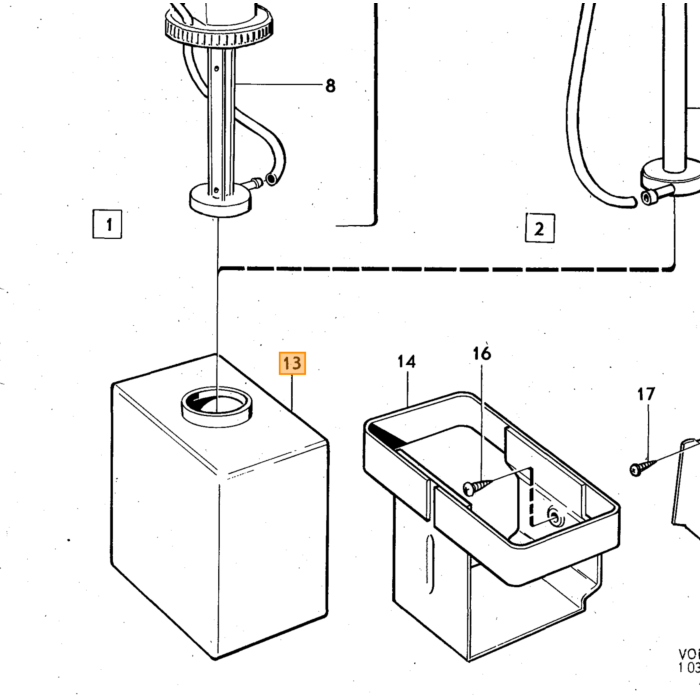 Volvo Sprinklervæskebeholder Firkantet 1966+Amazon+P1800+140+164 Volvo varenummer 671723