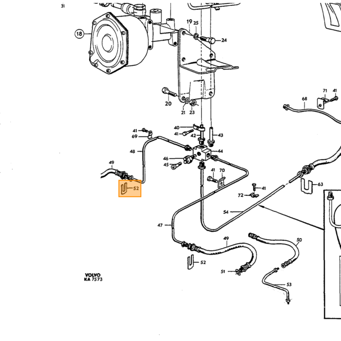 Volvo Bremseslange til Amazon b18 1966+ P1800E-ES+Amazon B20 med udvendig gevind 2x Volvo varenummer 671799