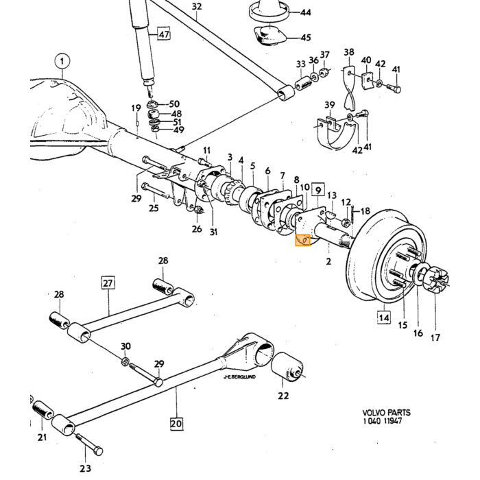 Volvo universalled 61,3 mm x 23,8 mm til aksel 44,5 mm (1217606) uden smørenippel Amazon/PV/P1800/140 240 260 740 760 780 Volvo varenummer 672037
