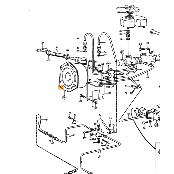 Volvo Bremseslange bagaksel Amazon P1800 B18 højre 110cm P120 ch 225.050+ P130 Ch 216.950+ Volvo varenummer 672052
