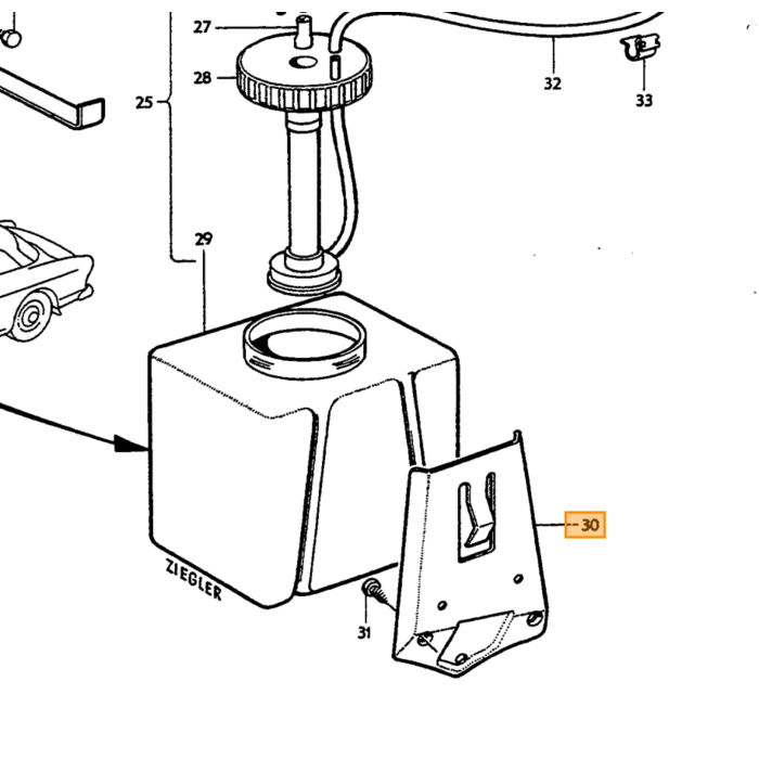 Volvo Forrudesprinklerbeholderbeslag 671723 Volvo varenummer 672408