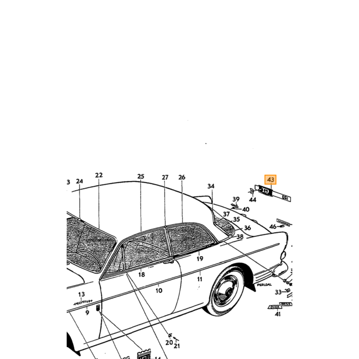 Volvo Emblem tommer 123GT tommer bagagerumsklap Amazon KROM Volvo varenummer 672493