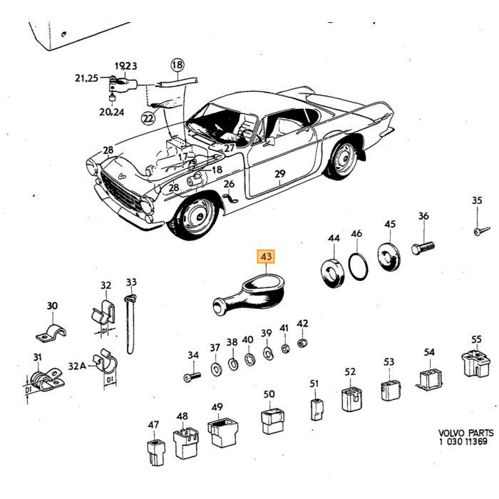 Volvo Gummikabel startmotor + generator Amazon+140+164+240+260+740+940+960 Volvo varenummer 673580