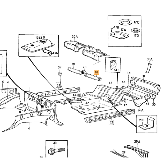 Volvo metalplade gulvskillevægplade 240 260 140 164 Volvo varenummer 675445