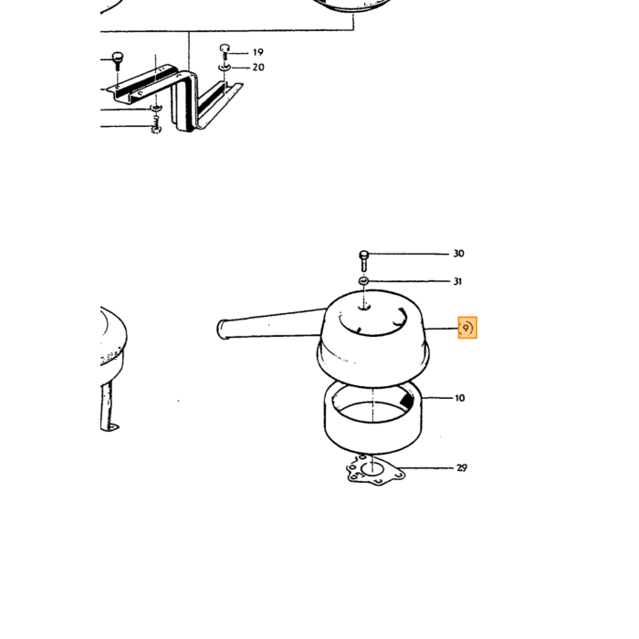 Volvo luftfilter B18A Stromberg 1966-1968 (uden krumtaphusventilation) Volvo varenummer 679260
