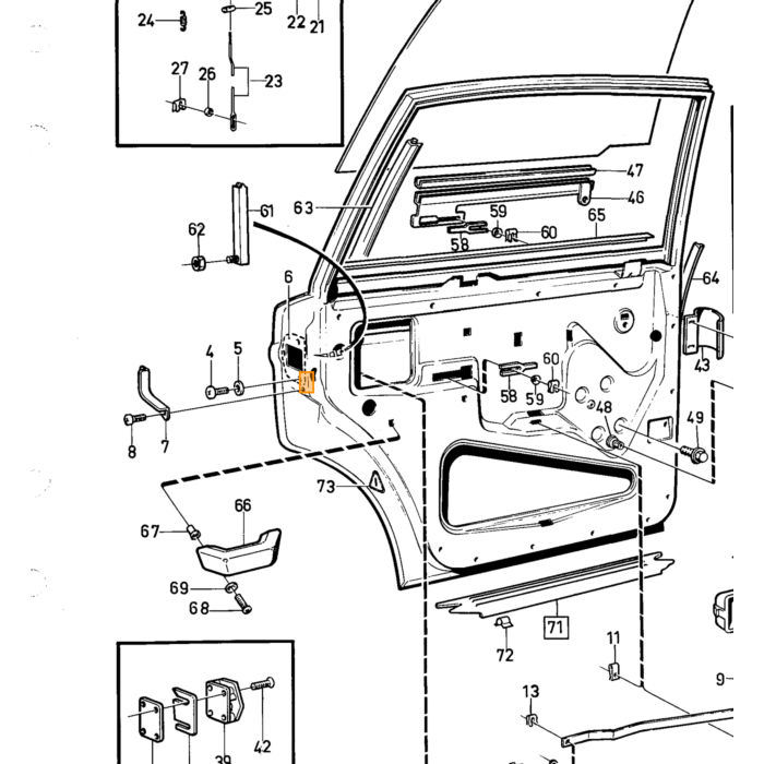 Volvo Scahrnier bagagerumsklap 240 140 venstre Volvo 140 2-dørs 140 4-dørs 164 240 -1978 sedan Volvo varenummer 680019