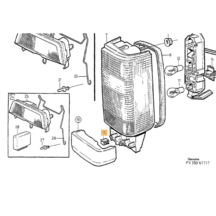 Volvo klemme pyntliste baglygte 850 850 5-dørs V70 (-2000) V70 XC (-2000) Volvo varenummer 6808702