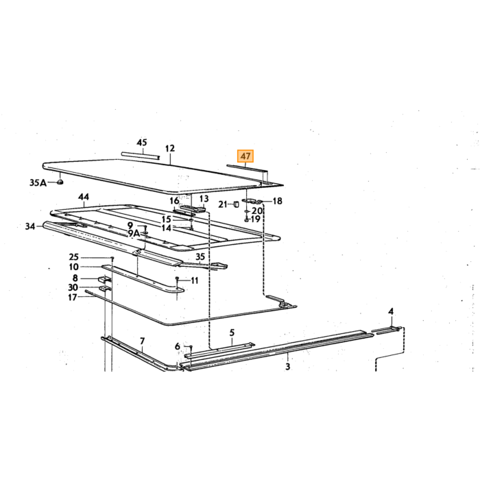 Volvo Gummi skydetag 140+164+240+260 bagpå tagpanel (92 cm langt) 1255334 3540456 Volvo varenummer 681089