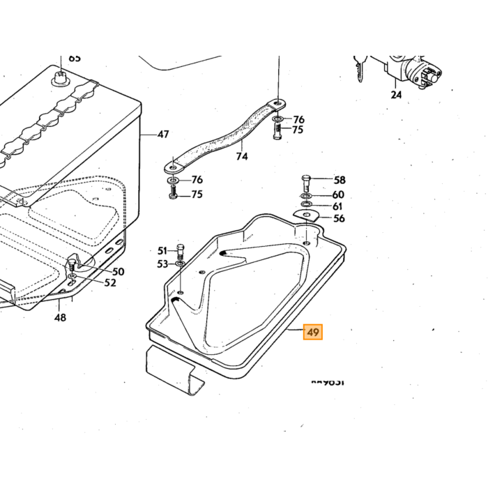 Volvo Plaatwerk 140 batteriboks original Volvo varenummer 681450