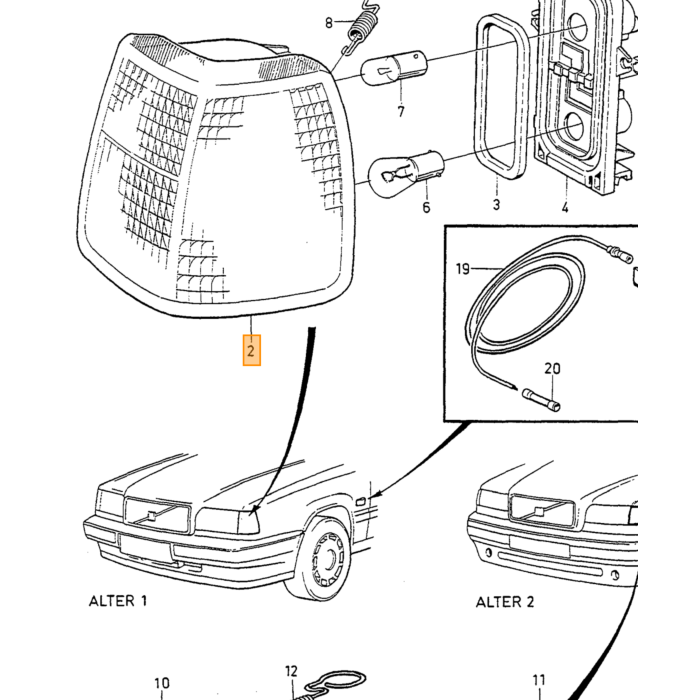 Volvo Glas forlygte venstre 850 1994+ forlygte glas 850 Volvo varenummer 6817004