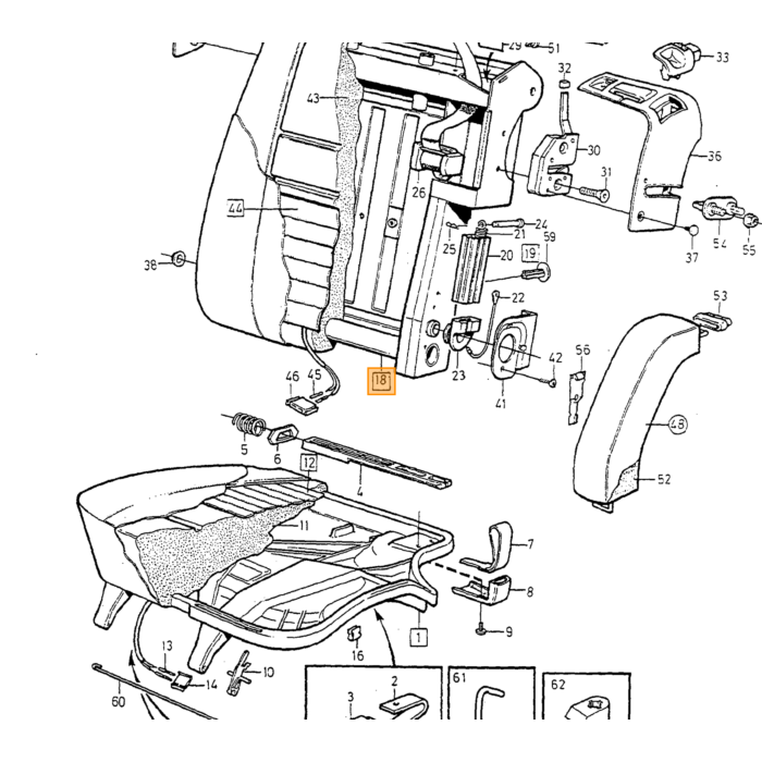 Volvo seleføring bagsæde c70 s70 850 v70 Volvo varenummer 6818313