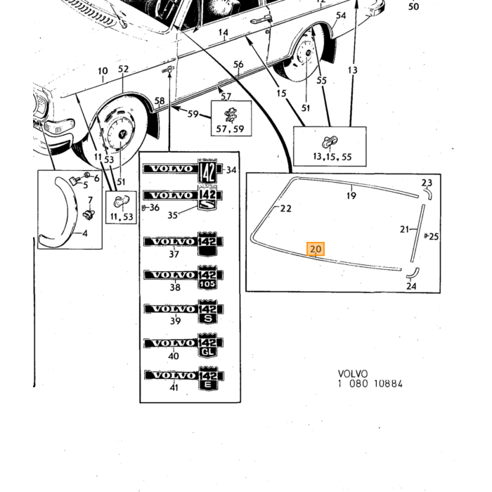 Volvo Udtrækkelig sikkerhedssele bag (oprullersystem øverst) Amazon/PV544+144+142 Volvo varenummer 682022