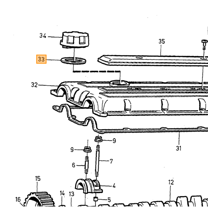 Volvo Knastakselpakning Foran + Oliepumpe Hjælpeaksel + Fordeler B19/B21/B23/B230/B234 D5204T Krumtapakning til 850/960/S40/S60/C/V/XC/S70/S/V/XC90 (463358) Volvo varenummer 6842273