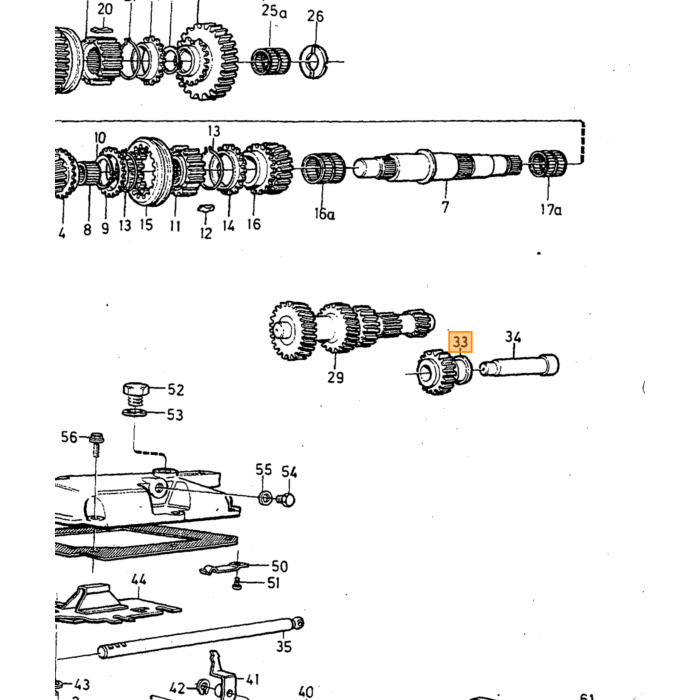 Volvo bakgears tandhjulsaksel 240 260 740 760 940 940 SE 960 M45 M46 M47 (1232247) Volvo varenummer 6843413