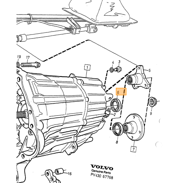 Volvo Gearkasse oliepakning M90 udgangsaksel 940+960+S90+V90 850 V70 XC70 Volvo varenummer 6843482